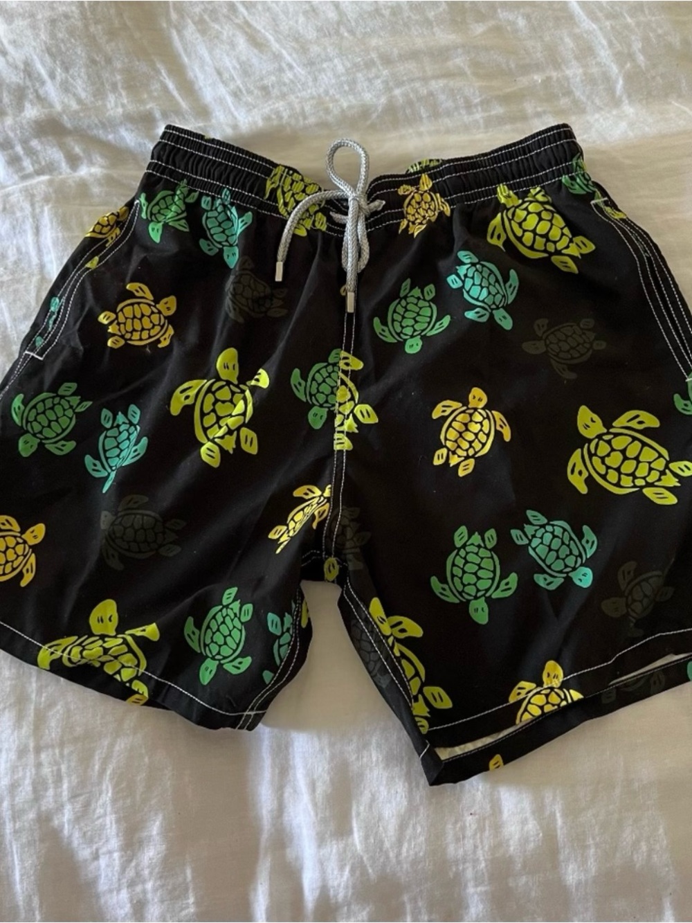 Vilebrequin Swim Trunks with Yellow and Green Turtle Print size XL